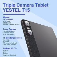 Yestel Android 13 tablet 11 palců s 16 GB RAM + 256 GB ROM (1 TB TF), FHD 2000x1200, 5 MP + 13 MP + 2 MP, 5G WLAN Octa-Core 2.0 